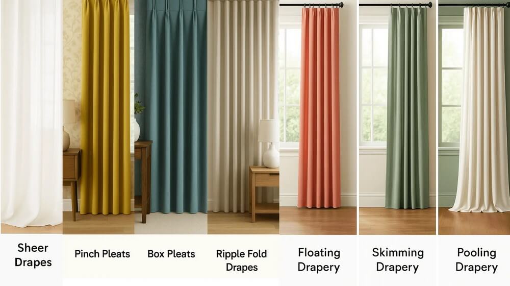 Drapery floor length puddled or floating