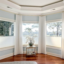 Drapery floor length puddled or floating