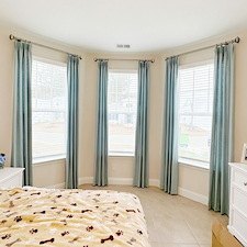 Drapery floor length puddled or floating