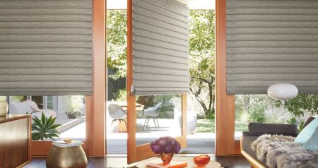 Modern roman shades on door